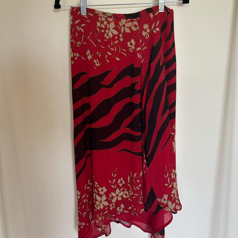 90s WHIMSIGOTH BLACK AND RED MAXI SKIRT